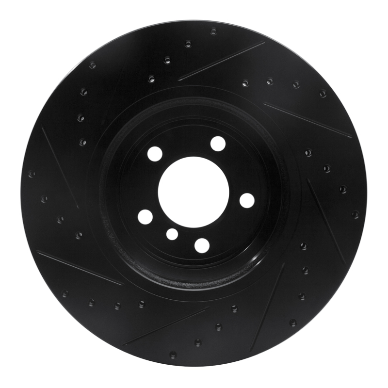 BMW 760LI Brake Rotor (1) - Front Right - R1 Concepts - Drilled & Slotted - Black - `02-`08